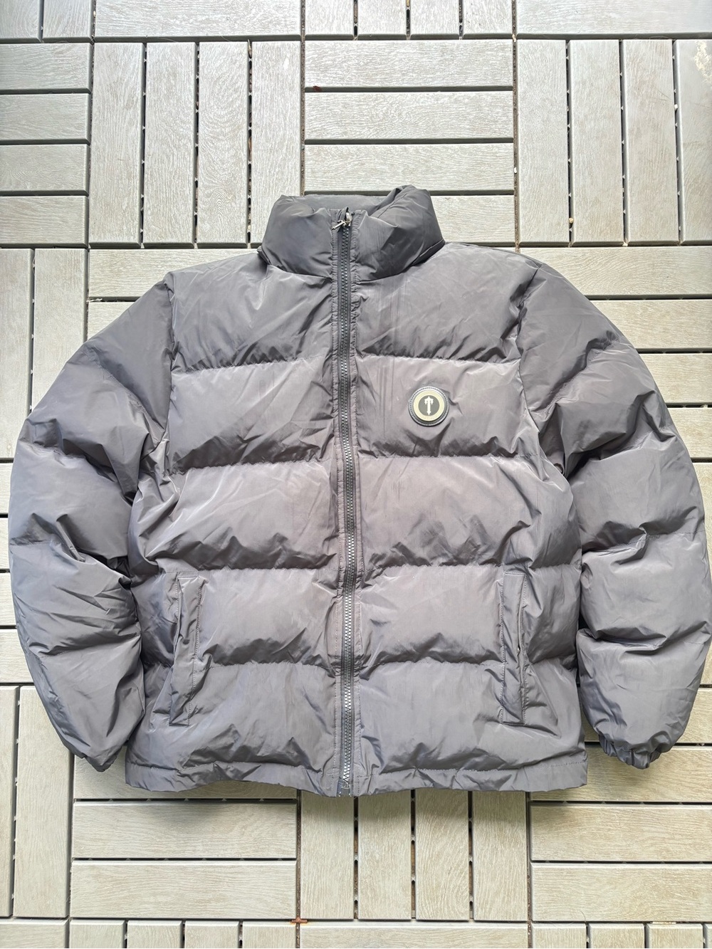 Men's Gray Quilted Puffer Jacket - Insulated Winter Coat